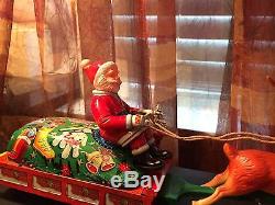 VTG Tin Toy Santa Reindeer Sleigh Battery Operated Modern Toys Rare Mechanical