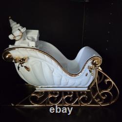 VTG Traditions Porcelain Santa With Sleigh & Reindeer in Original Box