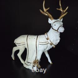 VTG Traditions Porcelain Santa With Sleigh & Reindeer in Original Box