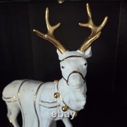 VTG Traditions Porcelain Santa With Sleigh & Reindeer in Original Box