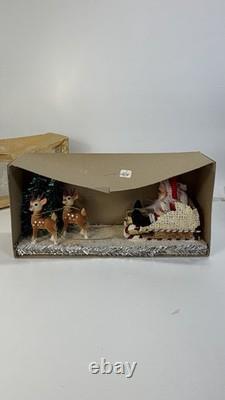 VTG Woolworth's 1950s Santa Sleigh & 2 Reindeer Japan Christmas Decor whimsical