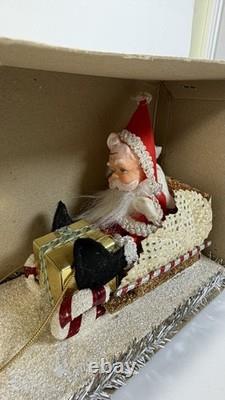 VTG Woolworth's 1950s Santa Sleigh & 2 Reindeer Japan Christmas Decor whimsical