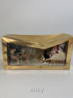 VTG Woolworth's 1950s Santa Sleigh & 2 Reindeer Japan Christmas Decor whimsical
