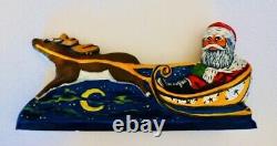 Vaillancourt Folk Art Chalkware 10th Anniversary SANTA IN SLEIGH WithREINDEER