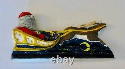 Vaillancourt Folk Art Chalkware 10th Anniversary SANTA IN SLEIGH WithREINDEER