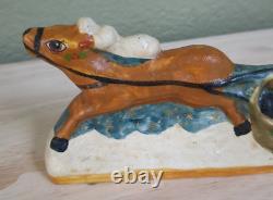 Vaillancourt Folk Art Chalkware 1987 SANTA IN SLEIGH WithREINDEER RARE Gorham