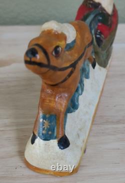 Vaillancourt Folk Art Chalkware 1987 SANTA IN SLEIGH WithREINDEER RARE Gorham