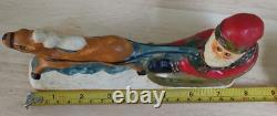 Vaillancourt Folk Art Chalkware 1987 SANTA IN SLEIGH WithREINDEER RARE Gorham