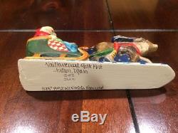 Vaillancourt folk art 573 SANTA In Sleigh Withreindeer