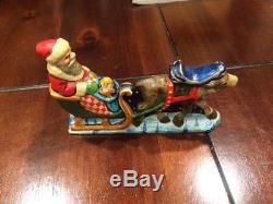 Vaillancourt folk art 573 SANTA In Sleigh Withreindeer