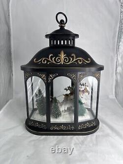 Valerie Parr Hill Lighted Lantern Santa Reindeer Sleigh Christmas Scene 17