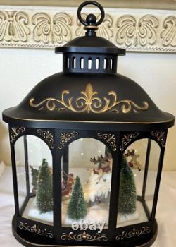 Valerie Parr Hill Lighted Lantern Santa Reindeer Sleigh Christmas Scene 17