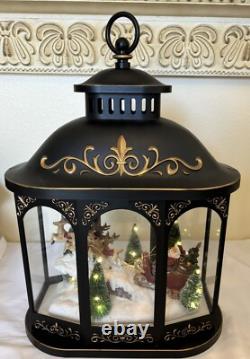 Valerie Parr Hill Lighted Lantern Santa Reindeer Sleigh Christmas Scene 17