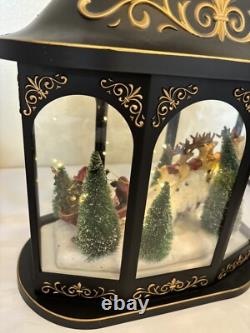 Valerie Parr Hill Lighted Lantern Santa Reindeer Sleigh Christmas Scene 17