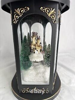 Valerie Parr Hill Lighted Lantern Santa Reindeer Sleigh Christmas Scene 17