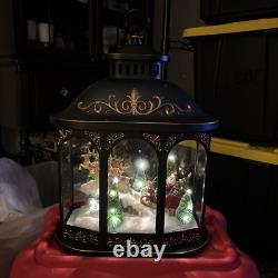 Valerie Parr Hill Lighted Lantern Santa Reindeer Sleigh Christmas Scene 17