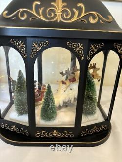 Valerie Parr Hill Lighted Lantern Santa Reindeer Sleigh Christmas Scene 17