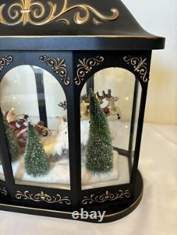 Valerie Parr Hill Lighted Lantern Santa Reindeer Sleigh Christmas Scene 17