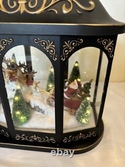 Valerie Parr Hill Lighted Lantern Santa Reindeer Sleigh Christmas Scene 17