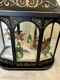 Valerie Parr Hill Lighted Lantern Santa Reindeer Sleigh Christmas Scene 17