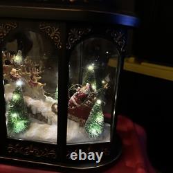 Valerie Parr Hill Lighted Lantern Santa Reindeer Sleigh Christmas Scene 17