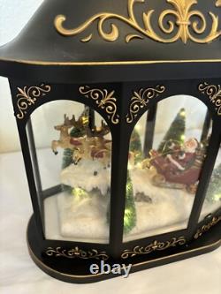 Valerie Parr Hill Lighted Lantern Santa Reindeer Sleigh Christmas Scene 17