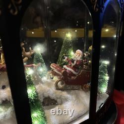 Valerie Parr Hill Lighted Lantern Santa Reindeer Sleigh Christmas Scene 17