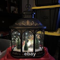Valerie Parr Hill Lighted Lantern Santa Reindeer Sleigh Christmas Scene 17