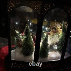 Valerie Parr Hill Lighted Lantern Santa Reindeer Sleigh Christmas Scene 17