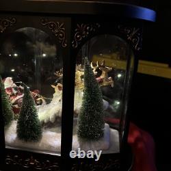 Valerie Parr Hill Lighted Lantern Santa Reindeer Sleigh Christmas Scene 17