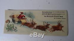 Very Old Celluloid Ink Blotter SANTA SLEIGH REINDEER Minneapolis Nat Bank