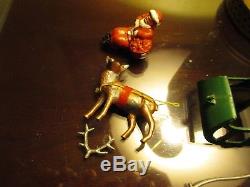 Very Rare Barclay Santa & Toy Bag On Sleigh With Reindeer B197 Excellent
