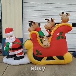 Very Rare Gemmy Inflatable Sleigh Full of Reindeer