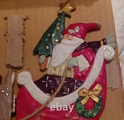 Very Vtg NOS Kurt Adler Snowtown Santa Sleigh with Reindeer Screen W9137