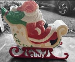 ViTG Grand Venture Santa & Sleigh with Reindeer Blow Mold Xmas LOCAL PICKUP