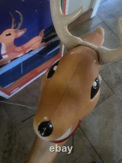 Vint Grand Venture Reindeer Blow Mold w Stand Antlers Reigns for Santas Sleigh