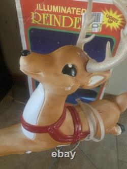 Vint Grand Venture Reindeer Blow Mold w Stand Antlers Reigns for Santas Sleigh