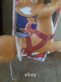 Vint Grand Venture Reindeer Blow Mold w Stand Antlers Reigns for Santas Sleigh