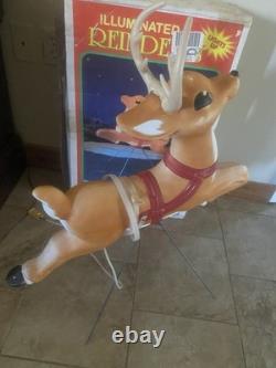 Vint Grand Venture Reindeer Blow Mold w Stand Antlers Reigns for Santas Sleigh