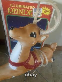 Vint Grand Venture Reindeer Blow Mold w Stand Antlers Reigns for Santas Sleigh