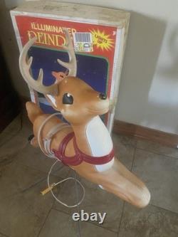 Vint Grand Venture Reindeer Blow Mold w Stand Antlers Reigns for Santas Sleigh
