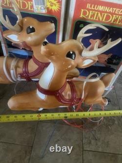 Vint Grand Venture Reindeer Blow Mold w Stand Antlers Reigns for Santas Sleigh