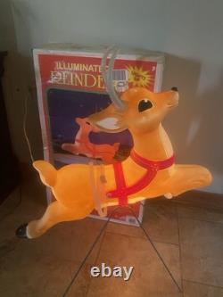 Vint Grand Venture Reindeer Blow Mold w Stand Antlers Reigns for Santas Sleigh