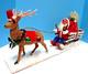 Vintage 1900-1920 German Santa & Sleigh, & Reindeer With Glitz One Of A Kind