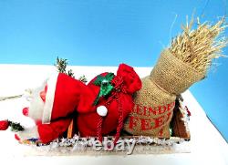 Vintage 1900-1920 German Santa & Sleigh, & Reindeer With Glitz One Of A Kind
