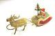 Vintage 1930's Christmas Celluloid Santa Claus In Sleigh With Tree & Reindeer