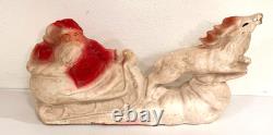 Vintage 1930s Papier Mache Santa Claus Sleigh Reindeer Christmas Pulp Paper