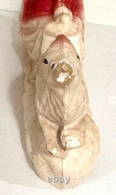 Vintage 1930s Papier Mache Santa Claus Sleigh Reindeer Christmas Pulp Paper