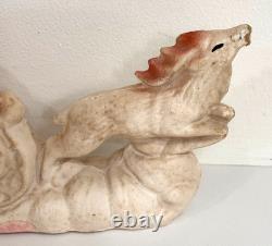 Vintage 1930s Papier Mache Santa Claus Sleigh Reindeer Christmas Pulp Paper