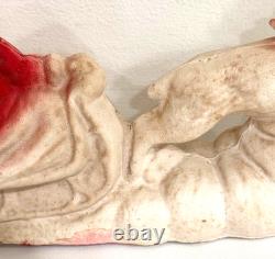 Vintage 1930s Papier Mache Santa Claus Sleigh Reindeer Christmas Pulp Paper